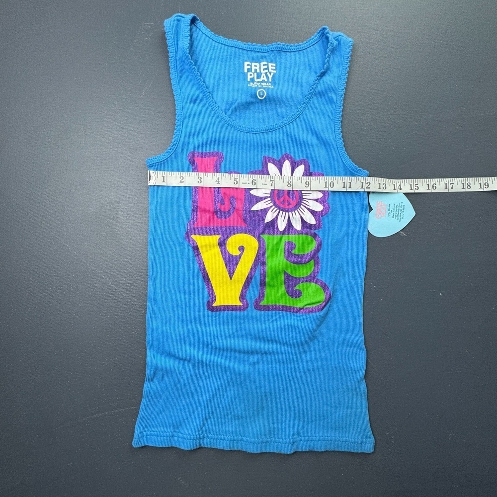 Free Play Girls Size Large Blue Graphic Cotton Tank Top Sleeveless Summer NWT - Picture 8 of 9